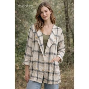 Aventura Plaid Lightweight Jacket Tunic Size 36 Lagenlook Inspired Sustainable